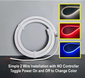RBW Neon Flex LED Light | Internal Driver | IP67 Waterproof Under Gunnel LED | Boat Accent Courtesy Light 12V Volt | Multi Color White-Red-Blue | NO Controller Needed