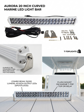 20 Inch Curved Marine Double Row Marine LED Light Bar - Combo Beam 19,000 Lumen