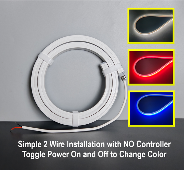 RBW Neon Flex LED Light | Internal Driver | IP67 Waterproof Under Gunnel LED | Boat Accent Courtesy Light 12V Volt | Multi Color White-Red-Blue | NO Controller Needed
