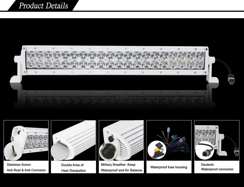 Aurora 20 Inch Marine Double Row Marine LED Light Bar Combo Beam 17,120 Lumen