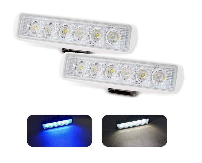 Pair (Two) | Dual Color | White & Blue | Boat Spreader Flood Deck Light