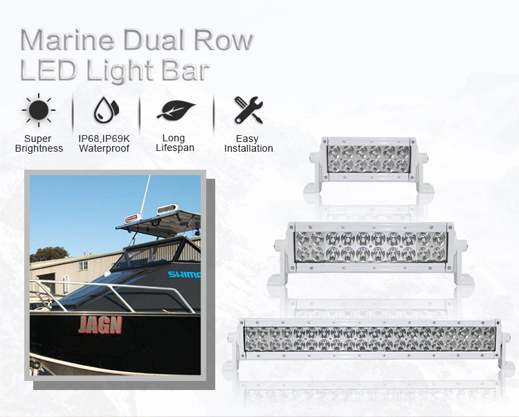 Aurora 30 Inch Marine Double Row Marine LED Light Bar Combo Beam 25,680 Lumen