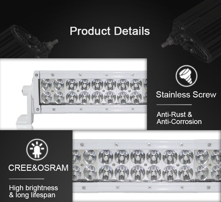 Aurora 20 Inch Marine Double Row Marine LED Light Bar Combo Beam 17,120 Lumen